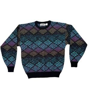 Vintage Colorful Argyle Sweater Large